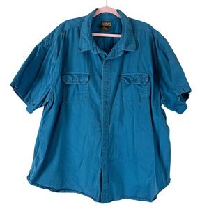 Vintage CE Schmidt‎ Short Sleeve Button Up Shirt Relaxed Fit Teal Blue Mens 4XL